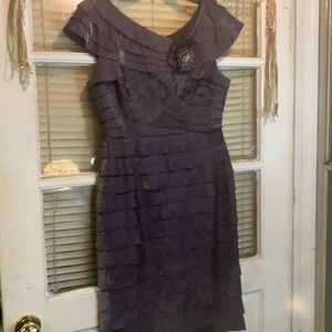 London Times Purple Layered Shiney Sikly Bling SZ 12 Dressy Dress! Gorgeous!